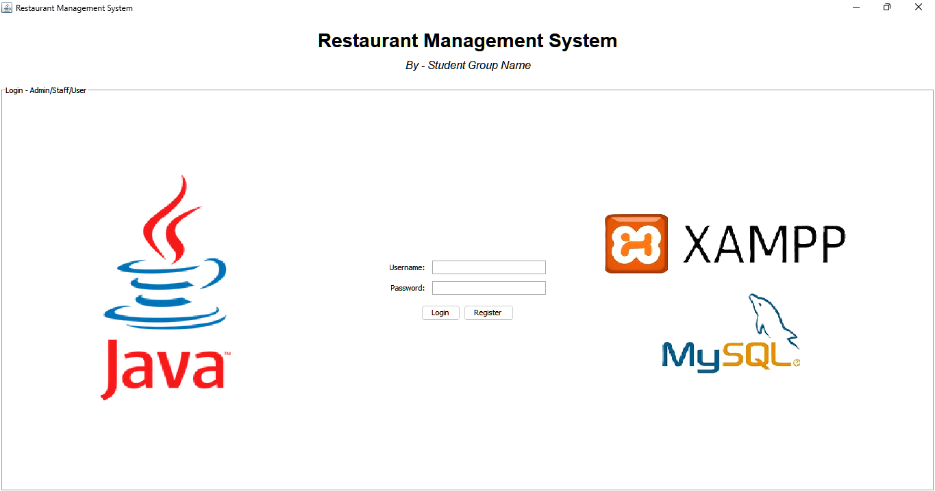 Restaurant Management System in Java interface