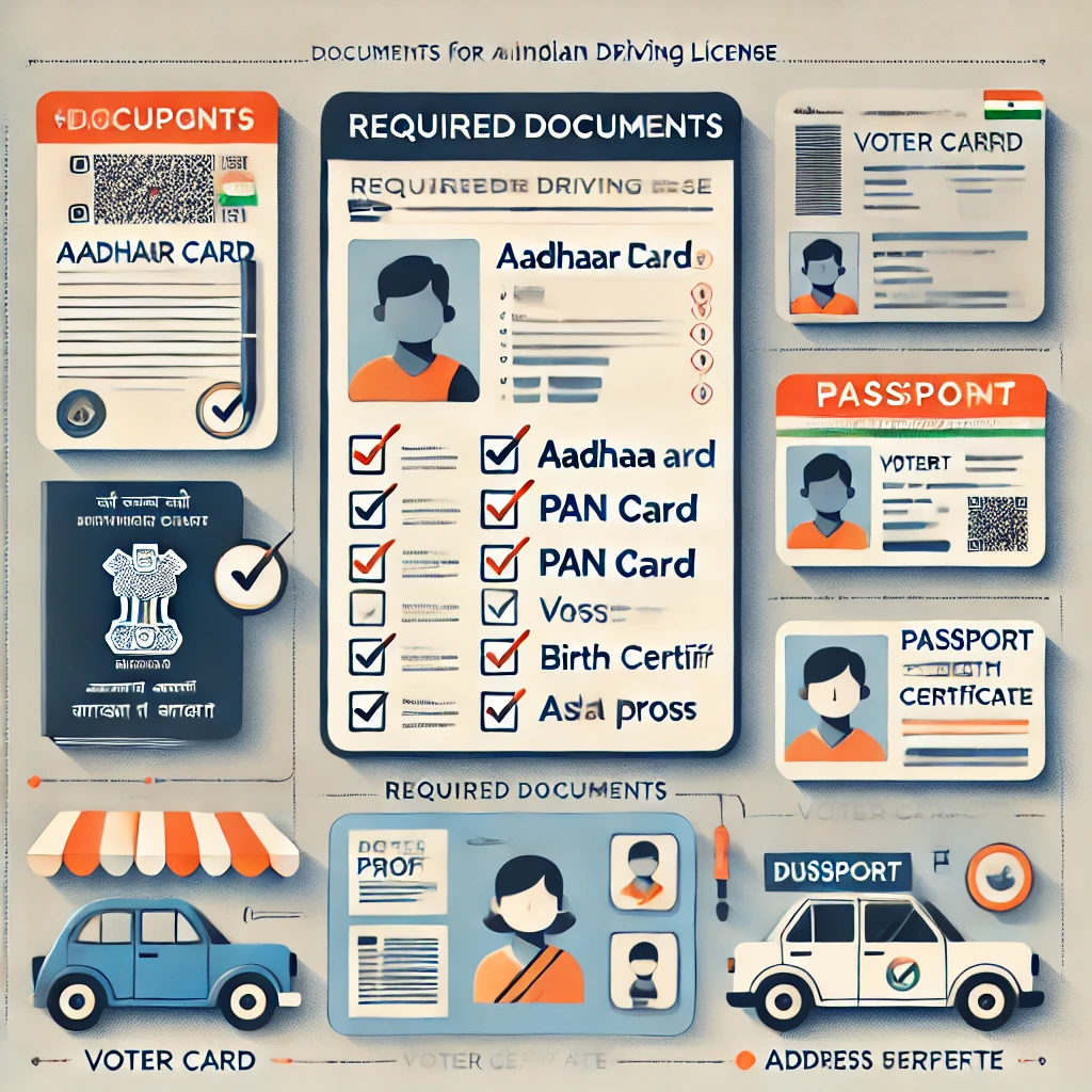 List of documents required for a driving licence application