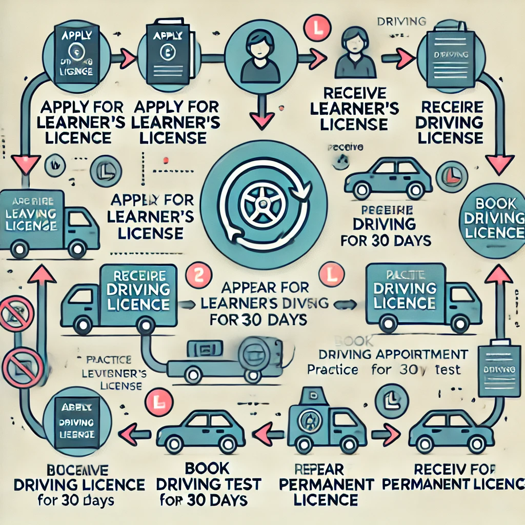 Process of applying for a driving licence – Learner’s licence to permanent licence